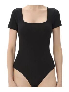 Jenni Black Square Neck Short Sleeve Bodysuit